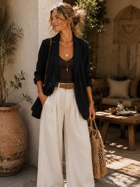 Free People Black Cotton Gauze Blazer Jacket Oversized Boho Chic Size L NWOT